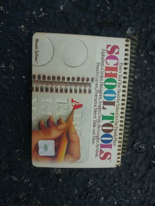 Vintage 1976 Thumb Ease School Tools Stencil Binder Letters Symbols Angles Oval
