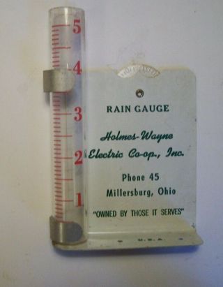 Vintage Advertising Rain Gauge Holmes - Wayne Electric Co - Op,  Ph 45 Ohio Metal