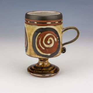 Vintage Briglin Studio Pottery - Hand Thrown Footed Cup - Retro 1960 