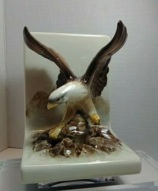 Eagle Vintage Ceramic Porcelain Bookend Otagiri Japan Omc Bald Eagle Mountain
