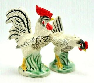 Vintage Rooster And Chicken Hen Salt And Pepper Shakers Japan