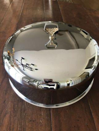Vintage Cake Plate Stainless Steel Metal Dome Cover