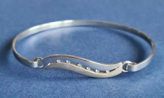 Vintage Sterling Silver Bangle / Bracelet With Faux Diamond Crystals