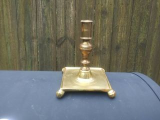 Vintage Vm - Virginia Metalcrafters Heavy Brass Candlestick Holder Claw Footed