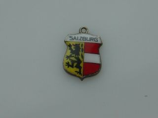Vintage Hd 800 Sterling Silver Charm Pendant Enamel Salzburg Lion Crest Travel