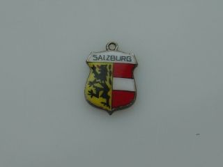 Vintage HD 800 Sterling Silver Charm Pendant Enamel Salzburg Lion Crest Travel 2