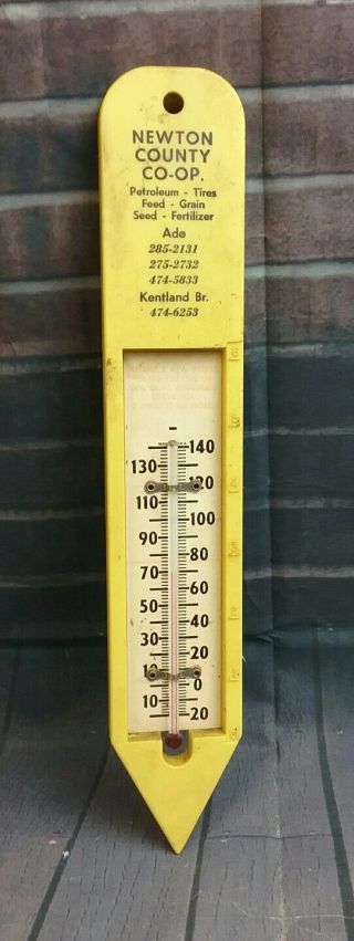 Vintage 12 " Newton County Co - Op Thermometer Fully Functional