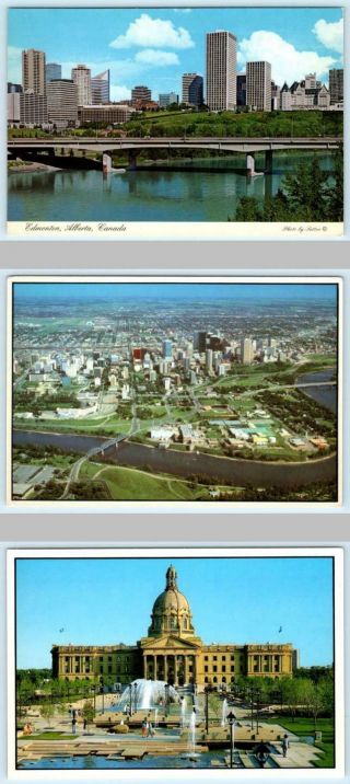 3 - 4x6 " Vintage Postcards Edmonton,  Alberta Canada Skyline,  Aerial,  Legislature