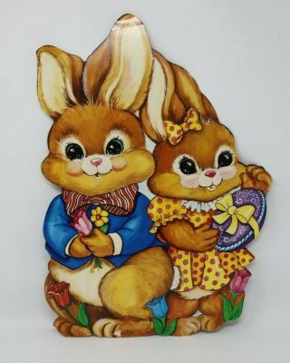 Vintage Easter Spring Bunny Decorations Die - Cut Wall Covering Htf
