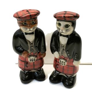 Scottish Cats In Kilts Vintage Anthropomorphic Salt And Pepper Shakers