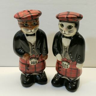 Scottish Cats In Kilts Vintage Anthropomorphic Salt And Pepper Shakers 2