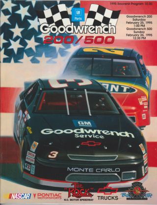 1995 Nascar Goodwrench 200/500 Race Program From Rockingham