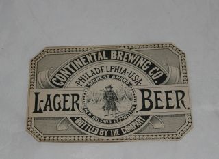 Vintage Continental Brewing Company,  Pa Lager Beer Label Philadelphia