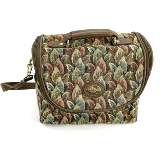 Vintage Diane Von Furstenburg Dvf Travel Carry - On Bag Green Floral Tapestry C028