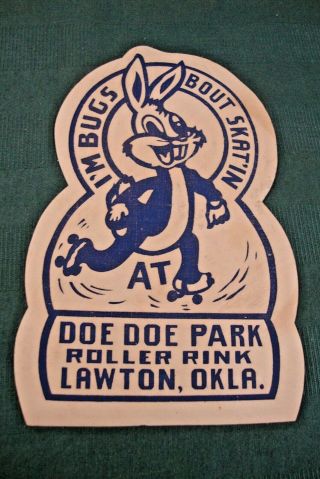 Lawton Oklahoma Vintage Felt Roller Skating Rink Decal 1940 