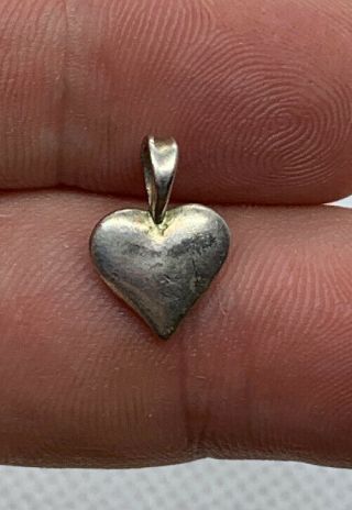 Vintage 925 Sterling Silver Mini Puffy Heart Pendant 1.  2g 1/2”