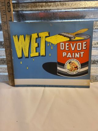 Vintage 1950 ' s Wet Devoe Paint Hardware Store Gas Oil 11 