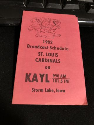 1982 St.  Louis Cardinals Baseball Pocket Schedule Kayl Version