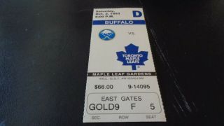 10/2/93 Buffalo Sabres @ Toronto Maple Leafs Ticket Stub - Nhl Hockey