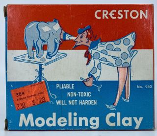 Vintage Creston Modeling Clay 4 Multi Color Crayon & Toy Co Passaic Nj No 940