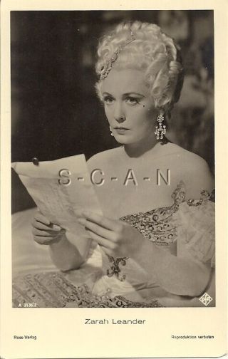 Vintage German 1930s - 40s Actress Pinup Rppc - Movie Star - Zarah Leander