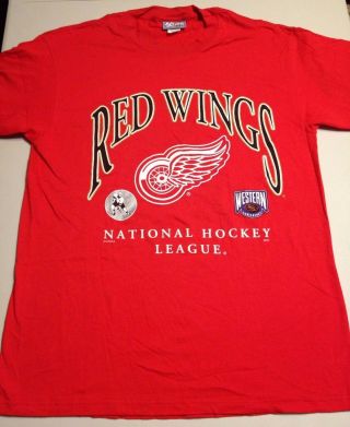 Vintage Detroit Red Wings Lee Sport National Hockey League Nhl Red Large L Shirt