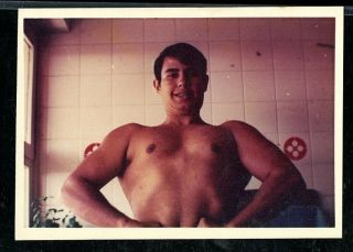 Vintage Photo Handsome Muscular Man Shows Off His Chest | Gay Interest 1970 