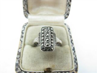 Vintage Art Deco Sterling Silver & Marcasite Ring Uk Size K Usa 5.  5