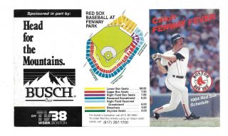 1984 Boston Red Sox Unfolded Tri Fold Pocket Schedule Busch Beer
