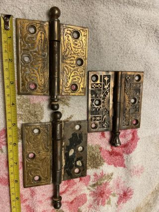 Vintage Old Hinges 1890 - 1910?genuine Old 3 - 1/2” Guaranteed Old Brass Canon Ball