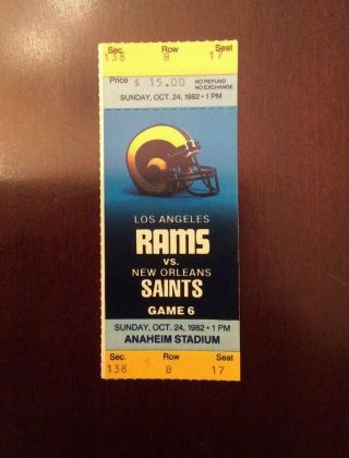 Los Angeles Rams Vs Orleans Saints Tickets – 10/24/82