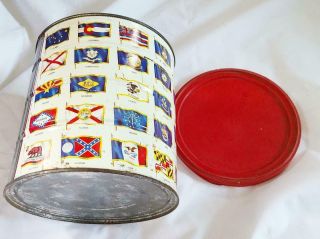 Vintage 1970 Hills Brothers Flags of the 50 Fifty States Flags Tin Coffee Can 2