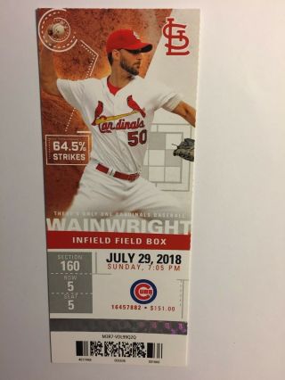 St.  Louis Cardinals Vs Chicago Cubs July 29,  2018 Ticket Stub
