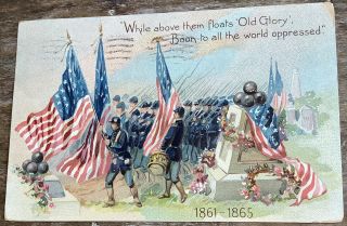 Vintage Postcard Tuck Decoration Day Old Glory Civil War Rochester York 1907