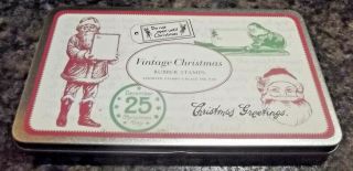 Set Of Cavallini & Co Vintage Christmas Rubber Stamps & Ink Pad In Tin Box