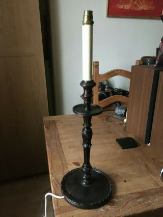 Vintage Wooden Table Lamp Faux Candlestick