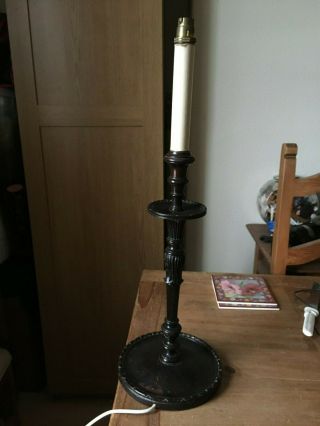 Vintage Wooden Table Lamp Faux Candlestick 2