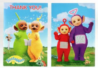 Vintage Teletubbies Thank You Note Cards 6 Ct Birthday Party 1998 Ragdoll Amscan