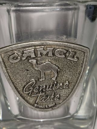 Vintage Camel Cigarette Square 2 Oz Shot Glass 1994 Pewter Emblem Joe Promo