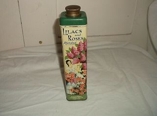 Lander Lilacs And Roses Tall Talc Tin 8 " 5th Avenue York Vintage