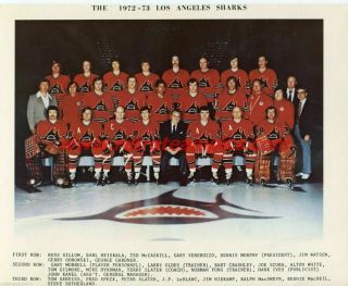 1972 - 73 Los Angeles Sharks Wha Reprint Team Photo