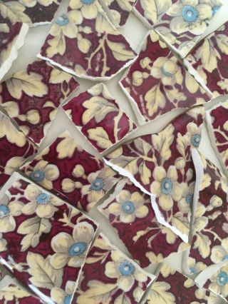 Broken China Mosaic Tiles:vtg Lord Nelson Royal Brocade Chintz And Blue Luray