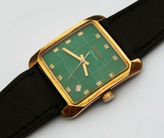 Vintage Gents Swiss Made Gold Plated Olvina 17 Jewels Watch C1970s Af