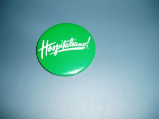 Vintage Collectible Hospitaliano Pin Button Olive Garden 2 1/8 " Green S/h