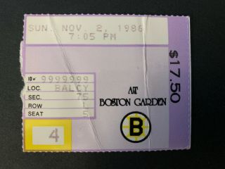 11/2/86 Boston Bruins Ticket Stub Vs Buffalo Sabres Gillies Barrasso Perreault