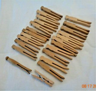 24 Toy/ Doll Vintage Wooden Clothes Pins 2 1/2 " Small Round,  Square,  Clip