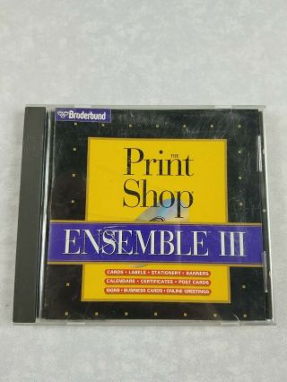 Vtg 1996 Orig Print Shop Ensemble Iii 3 Pc Cd Rom Broderbund For Windows