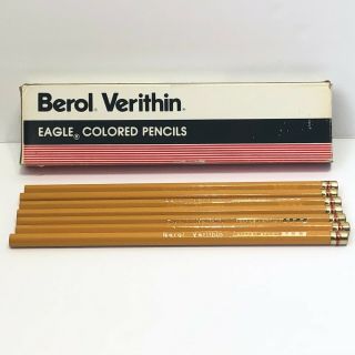 Vintage Berol Verithin 7 Eagle Colored Pencils Golden Brown 755 Made In Usa