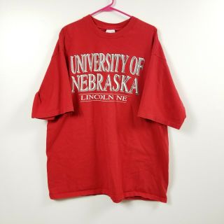Vintage University Of Nebraska Cornhuskers Mens T Shirt Xxl 2xl Red Savvy Adult