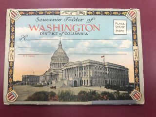 Vintage Washington Dc Souvenir Folder Postcard Capitol Monument National Us Va